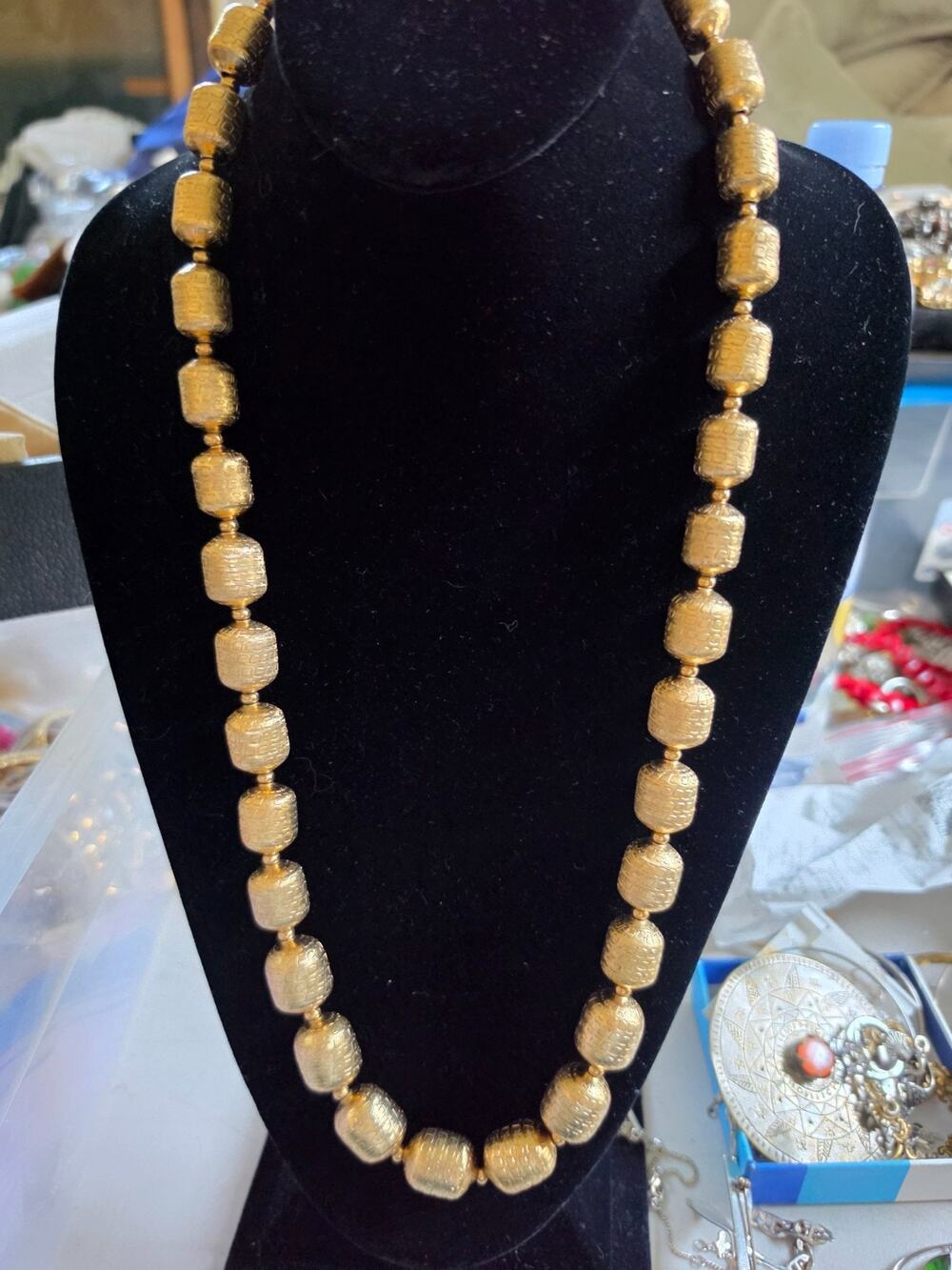 Chunky 1980s Monet Statement Necklace Gold-tone